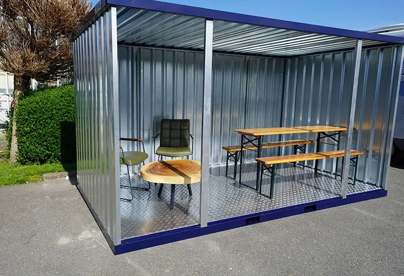 Caseta de jardín abierta por el lado largo 4×2 RAL5011 - Imagen 6